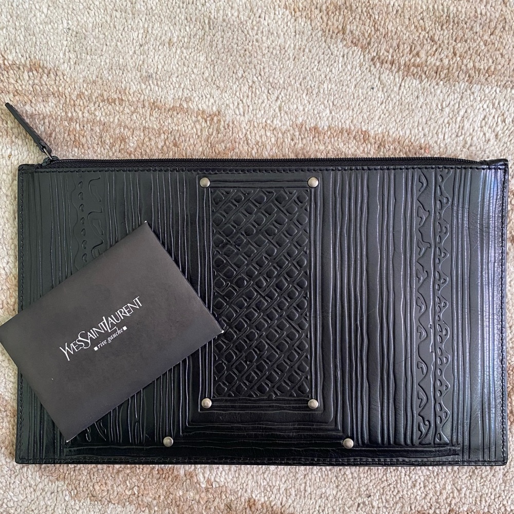 Yves Saint Laurent vintage black leather clutch